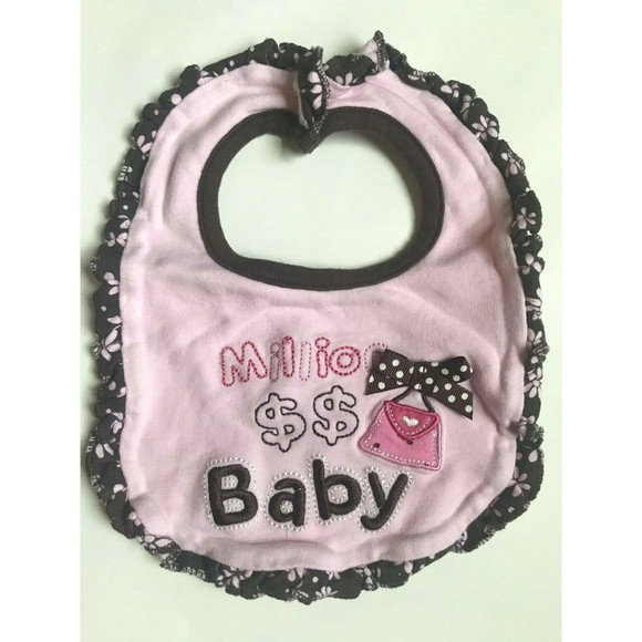 Girl's Size 9M 6-9 Months 3 Piece Pink Floral Carter's Top + Brown Pants & Bib - Picture 7 of 9